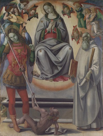La Asunción de la Virgen con los santos Miguel y Benito, ca. 1493-96 de Luca Signorelli