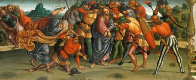 La captura de Cristo. Lamentación sobre el Cristo muerto, panel de predela, 1502 de Luca Signorelli