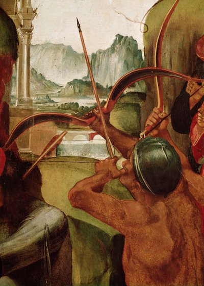 El Martirio de San Sebastián, detalle de un arquero (detalle) de Luca Signorelli