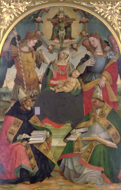 La Trinidad, Madonna y el Niño, ángeles y santos, c.1505-08 de Luca Signorelli