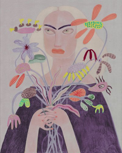 Mujer con unas flores únicas de Luca di Napoli