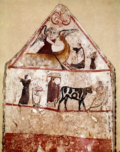 Un toro llevado al altar del sacrificio de Lucanian School