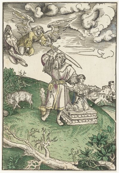 Abraham sacrifica a su hijo Isaac de Lucas Cranach