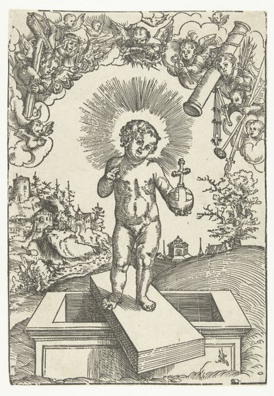 Cristo Niño como Redentor Rodeado de Ángeles con Herramientas de la Pasión de Lucas Cranach