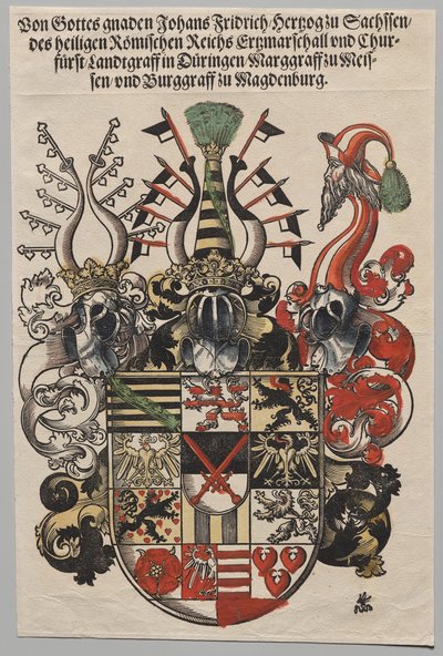 Escudo de armas de John Frederic, elector de Sajonia, llamado el Magnánimo de Lucas Cranach