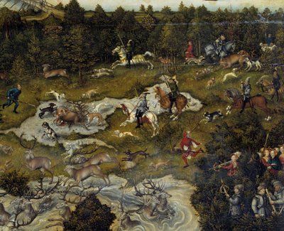 Caza en honor de Carlos V en el Castillo de Torgau en Alemania (detalle) de Lucas Cranach