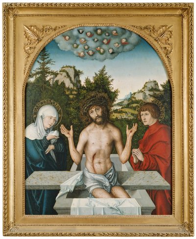 Schmerzensmann zwischen Maria und hl. Johannes de Lucas Cranach