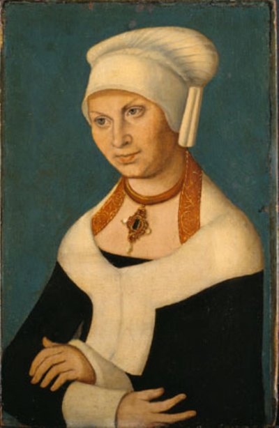 Retrato de la Duquesa Bárbara de Sajonia, 1478-1534 (esposa de Jorge el Barbudo) de Lucas Cranach d.Æ.