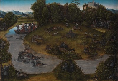 La caza del ciervo del Elector Federico el Sabio (1463-1525) de Sajonia de Lucas Cranach d.Æ.