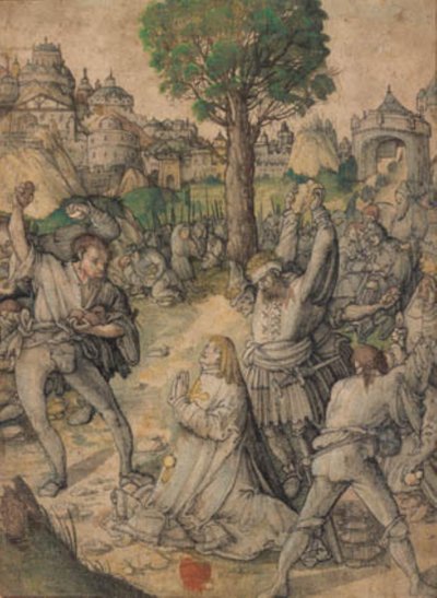 La lapidación de San Esteban fuera de la Puerta Dorada de Jerusalén de Lucas Cranach d.Æ.