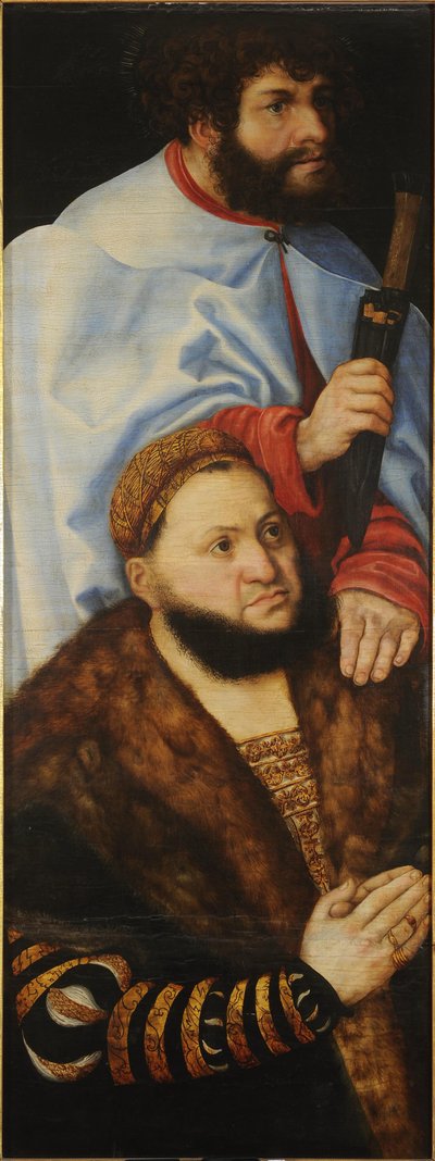 Retablo de la Virgen, o también llamado Retablo de los Príncipes [ala izquierda]. de Lucas Cranach the Elder