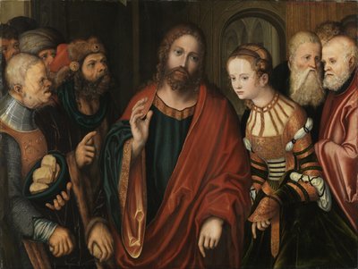 Cristo y la mujer sorprendida en adulterio de Lucas Cranach the Elder