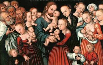 Alemán: Christus segnet die Kinder Cristo bendiciendo a los niños. de Lucas Cranach the Elder
