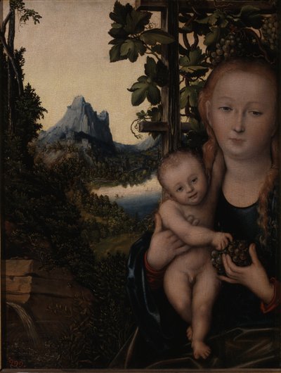 Alemán: Die Madonna vor der Weinlaube The Virgin in a Grape Arbor de Lucas Cranach the Elder
