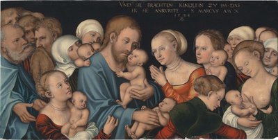 Alemán: Lasset die Kindlein zu mir kommen (Christus segnet die Kinder) Suffer the Little Children to Come unto Me (Cristo bendice a los niños) de Lucas Cranach the Elder