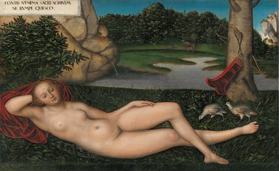 Alemán:  Quellnymphe La ninfa en la fuente de Lucas Cranach the Elder