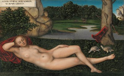 Alemán:  Quellnymphe La ninfa en la fuente de Lucas Cranach the Elder