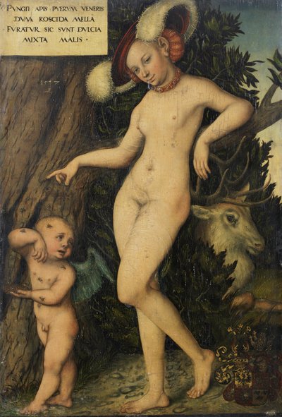 Alemán: Venus mit Amor als Honigdieb Venus con Cupido robando miel de Lucas Cranach the Elder