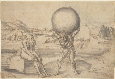 Hércules aliviando a Atlas del globo de Lucas Cranach the Elder