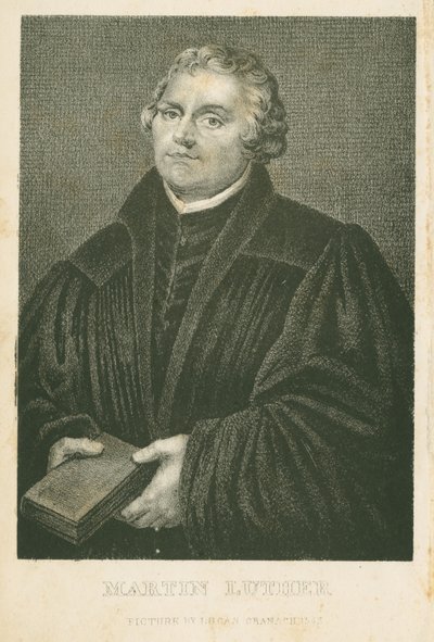 Martín Lutero, litografía de James Weber (c.1824-86), c.1850 de Lucas Cranach the Elder