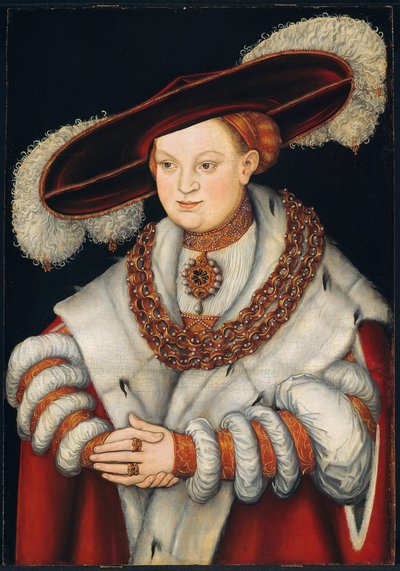 Retrato de Magdalena de Sajonia, esposa del Elector Joaquín II de Brandeburgo de Lucas Cranach the Elder