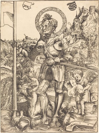 San Jorge de pie, con dos ángeles de Lucas Cranach the Elder