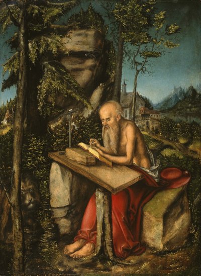 San Jerónimo en un paisaje rocoso de Lucas Cranach the Elder