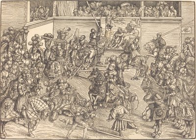 El segundo torneo con el tapiz de Sansón y el león de Lucas Cranach the Elder