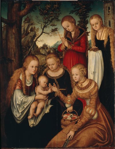 La Virgen y el Niño con las santas Catalina, Dorotea, Margarita y Bárbara de Lucas Cranach the Elder