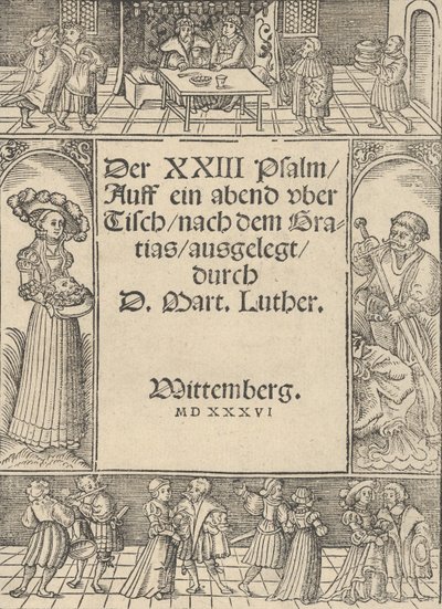 Borde del título con la historia de Salomé y San Juan Bautista de Lucas Cranach the Elder