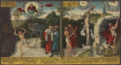 Alemán: Gesetz und Gnade Law and Grace de Lucas Cranach the Elder and workshop