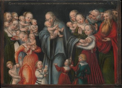 Cristo bendiciendo a los niños. Hacia 1545-50 de Lucas Cranach the Younger