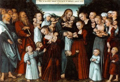 Alemán: Christus segnet die Kinder Cristo bendiciendo a los niños de Lucas Cranach the Younger