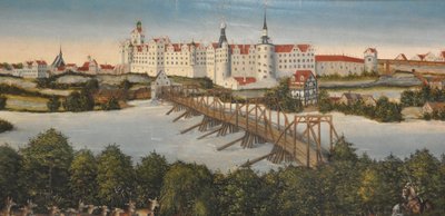 Alemán: Stag Hunt of the Elector Johann Friedrich Stag Hunt of the Elector Johann Friedrich
 detalle: Castillo de Hartenfels en Torgau de Lucas Cranach the Younger