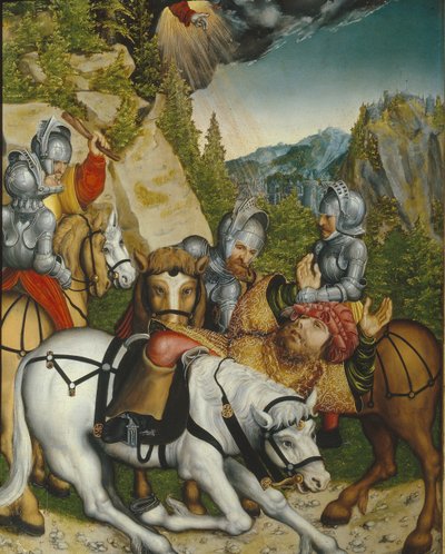 La conversión en el camino a Damasco de Lucas Cranach the Younger