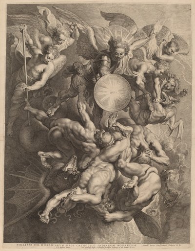 La caída de los ángeles rebeldes de Lucas Emil Vorsterman after Sir Peter Paul Rubens
