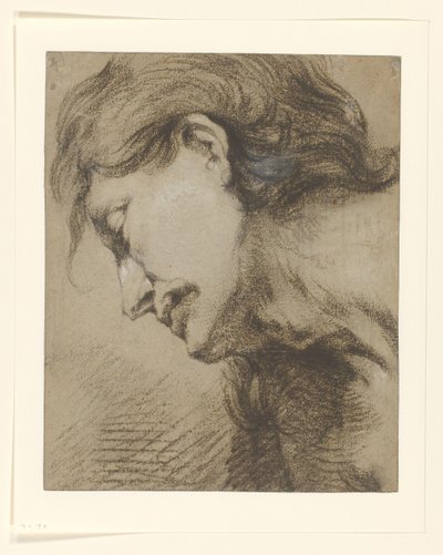 Cabeza de hombre con pelo largo, mirando hacia la izquierda de Lucas Franchoys (attributed to)