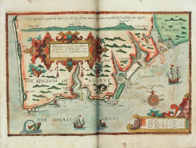 Descripción de las costas marítimas, de la tierra de Algarbe, y de una parte del Condado con sus costas y aberturas, c.1588 (dibujo) de Lucas Janszoon Waghenaer