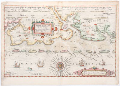 Mapa de Frisia Oriental 1584 de Waghenaer de Lucas Janszoon Waghenaer