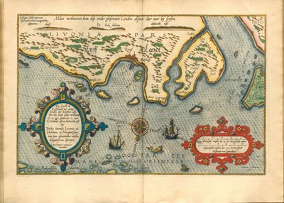 Mapa de Livonia Die custe va Lijfflandt met de eijlanden daer beneffens de Lucas Janszoon Waghenaer