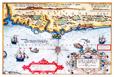 Carta de navegación de la costa de Bretaña de Lucas Janszoon Waghenaer