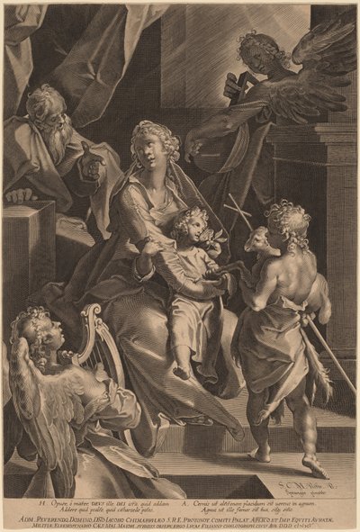 La Sagrada Familia y dos ángeles de Lucas Kilian, after Bartholomaeus Spranger