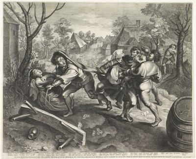 Pelea de campesinos después de una partida de cartas de Lucas Vorsterman (I)