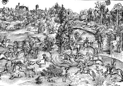 Caza de ciervos en el campo de Lucas the Elder (after) Cranach