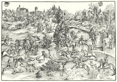 Caza de ciervos en un parque de ciervos o paisaje de Lucas the Elder (after) Cranach