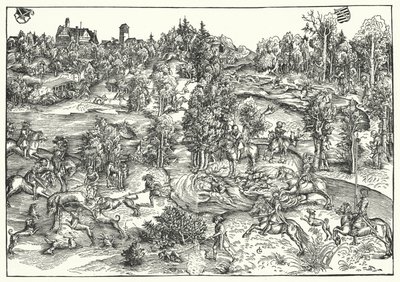 La caza del ciervo de Lucas the Elder (after) Cranach