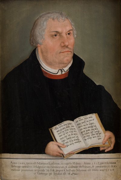 Retrato de Martín Lutero (1483-1586) (óleo sobre tabla) de Lucas the Elder (workshop of) Cranach