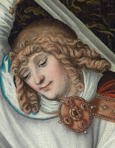 El Arcángel Miguel sosteniendo las Escalas de la Justicia (detalle) de Lucas the Elder (workshop of) Cranach