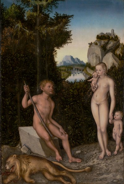 Un Fauno y su Familia con un León Muerto, c.1526 de Lucas the Elder Cranach