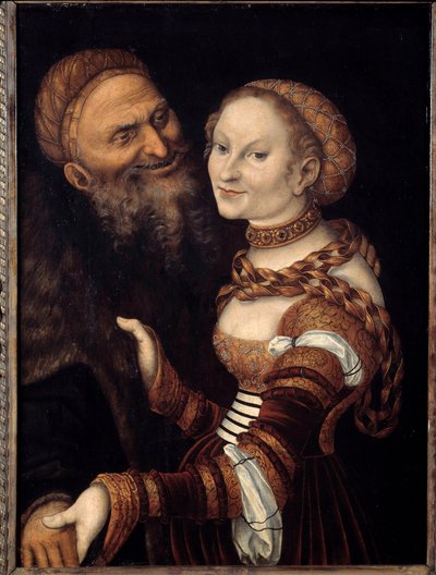 Cortesana y anciano de Lucas the Elder Cranach